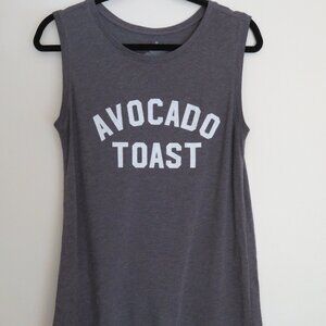 Size Large | Gray Avocado Toast Brunch Casual Sleeveless Tank Top Shirt